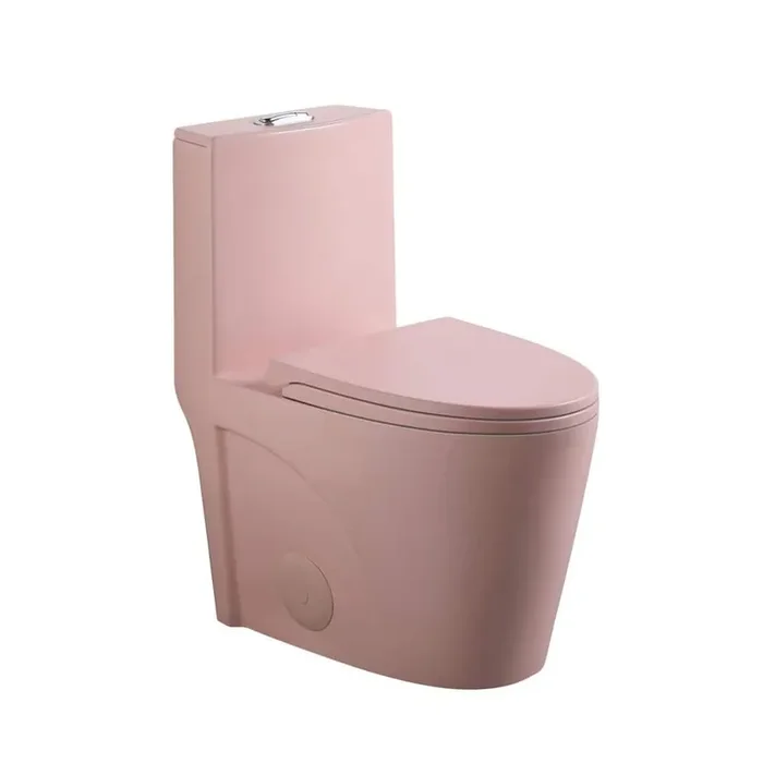 1.1/1.60 GPF 12 in. 1-Piece Dual Flush Elongated Toilet in Pink Flower Soft Close Seat Included