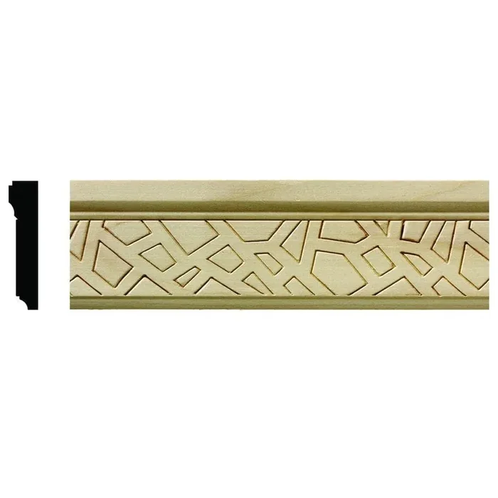 1/2 in. x 2-1/4 in. x 96 in. Hardwood White Unfinished Cracked Ice Chair Rail Moulding