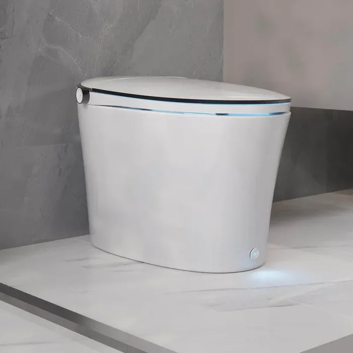 1.28 GPF Tankless Elongated Smart 1-Piece Toilet in White with Heated Seat, Auto Flush, Foot Touch Control Flush