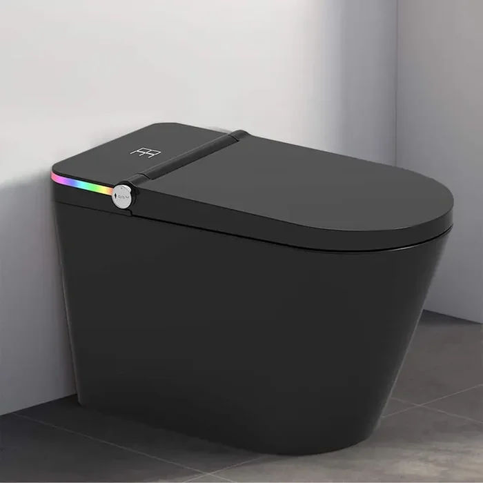1.28 GPF Tankless Elongated Smart Bidet Toilet in Matte Black with Auto Flush, Heated Seat, Warm Air Dryer