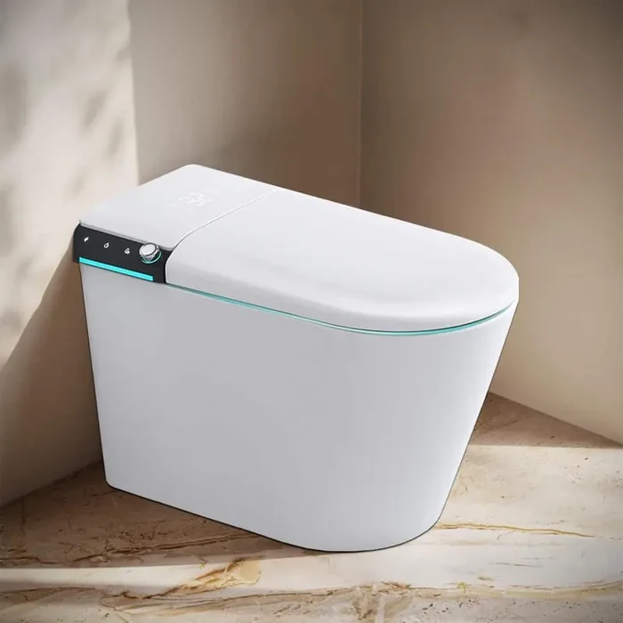 1. 28GPF Tankless Elongated Smart Toilet Bidet in White with Auto Flush, Heated Seat, Warm Air Dryer, Digital Display