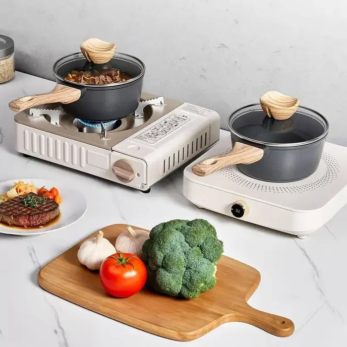 1.5 qt. Nonstick Saucepan with Glass Lid, Aluminum Alloy, Detachable Handle, Induction Compatible, Small Cooking Pot