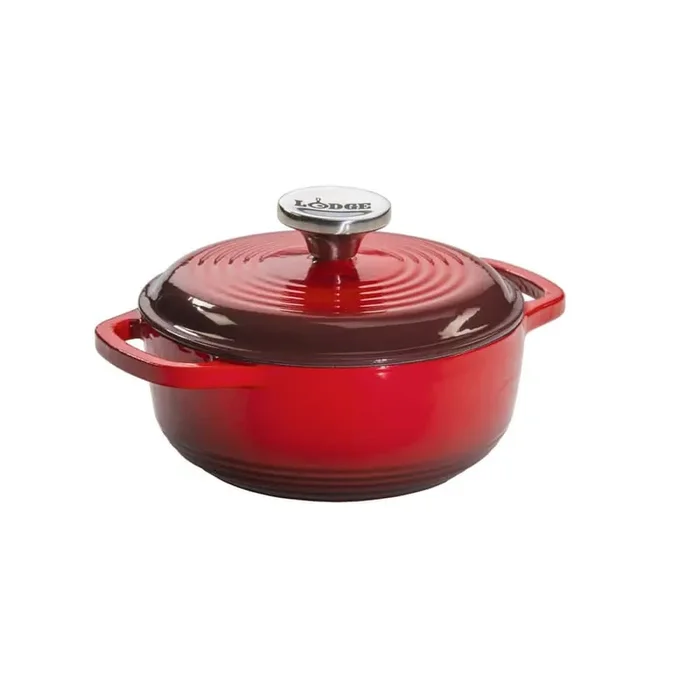 1.5 qt. Red Enameled Cast Iron Dutch Oven