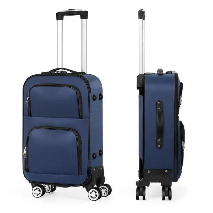 1-Carry on Luggage Bag, 20 in. Softside Suitcase Spinner Luggage with Lock, Blue