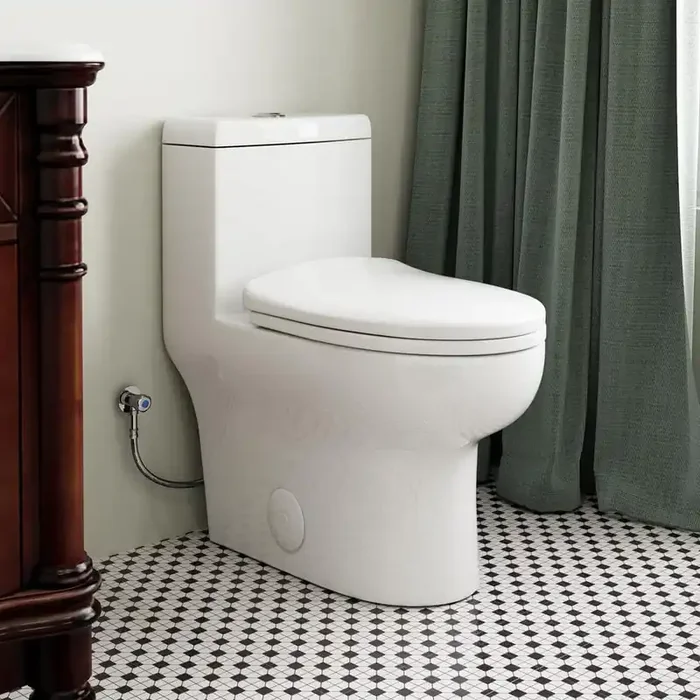 1-Piece 1.1/1.6 GPF High Efficiency Dual Flush Elongated Toilet in White with Soft Closed Seat
