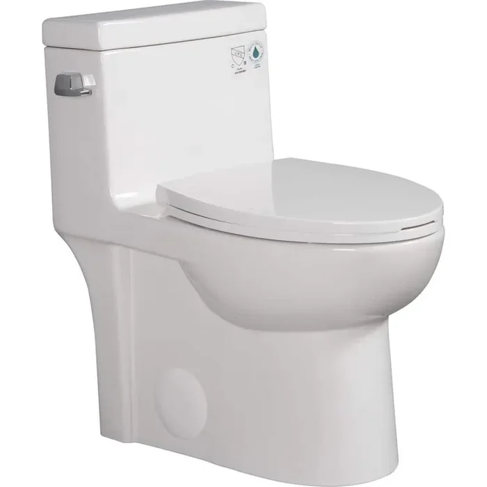 1-Piece 1.1/1.6 GPF Single Flush Round Shape Toilet in Glossy White Seat Included