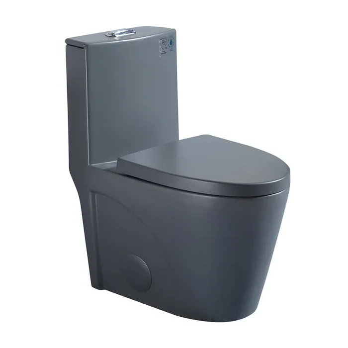 1-Piece 1.1/1.6 GPF Top Dual Flush Elongated Toilet in Dark Gray with Soft-Closing Seat Included
