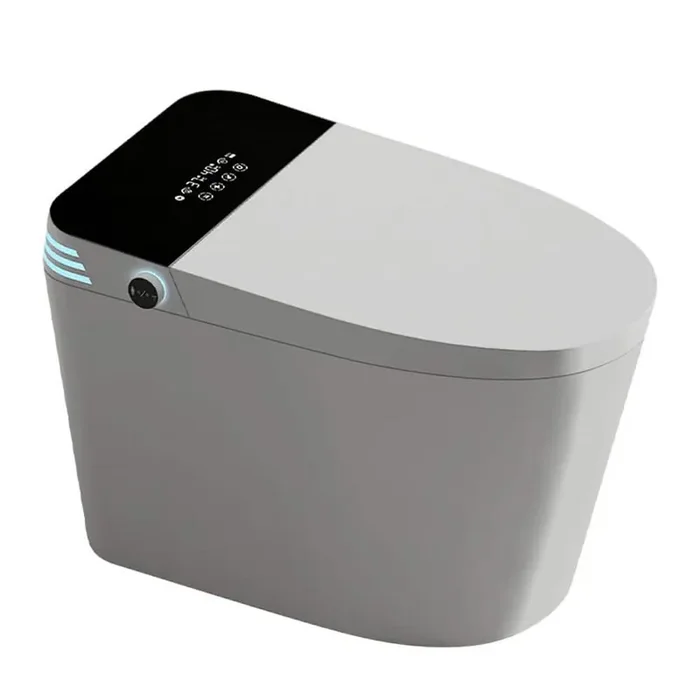 1-Piece 1.28 GPF Single Flush Elongated Smart Toilet Auto Open/Close Seat LED Display White with Black Panel