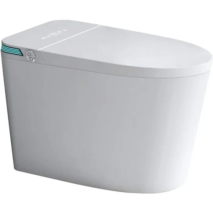 1-Piece 1.28 GPF Single Flush Elongated Smart Toilet Auto Open/Close Seat Warm Air Dryer LED Display White