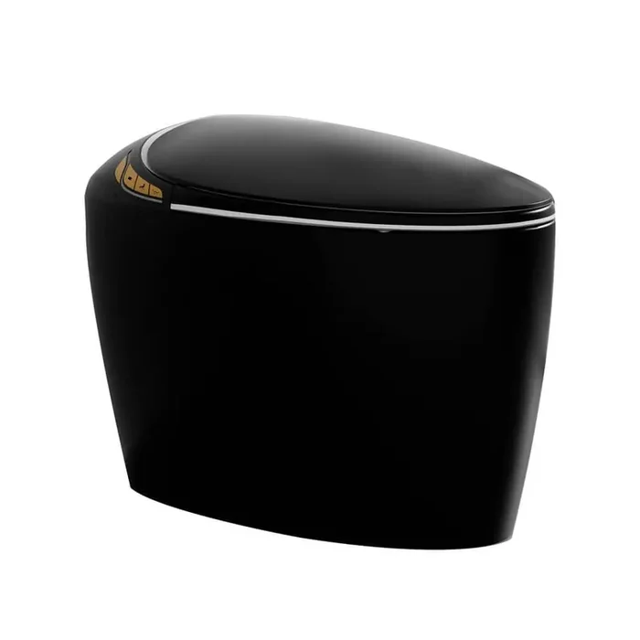 1-Piece 1.28 GPF Single Flush Elongated Smart Toilet Auto Open/Close Seat Warm Air Dryer LED Display Black
