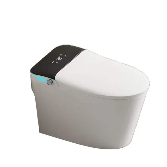 1-Piece 1.28 GPF Single Flush Elongated Smart Toilet with Voice Control Auto Open and Close Black Screen