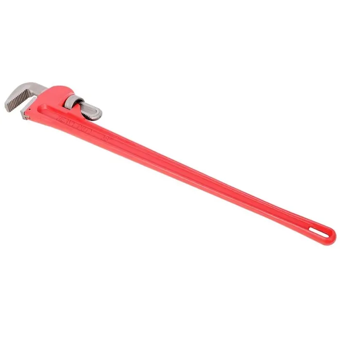 1-Piece 48 in. Reliable and Durable Cast Steel Adjustable Straight Pipe Wrench for Long-Lasting Pipe Maintenance in Red