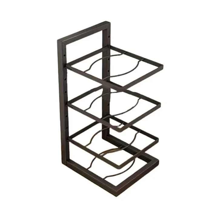 1-Piece Black Stainless Steel Standing Multi-Layer Storage Shelves Pot Rack for Kitchen and Cabinet Pot Lid Holder