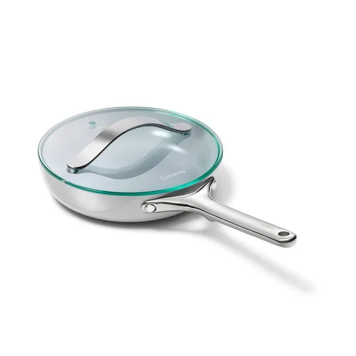 1 Piece Ceramic Mini Fry Pan Cookware Set with Glass Lid in Gray