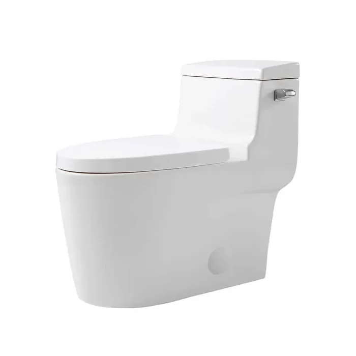 1-Piece Modern 1.28 GPF Dual Flush Siphon Elongated ADA Chair Height Toilet Soft Closing Seat in Crisp White