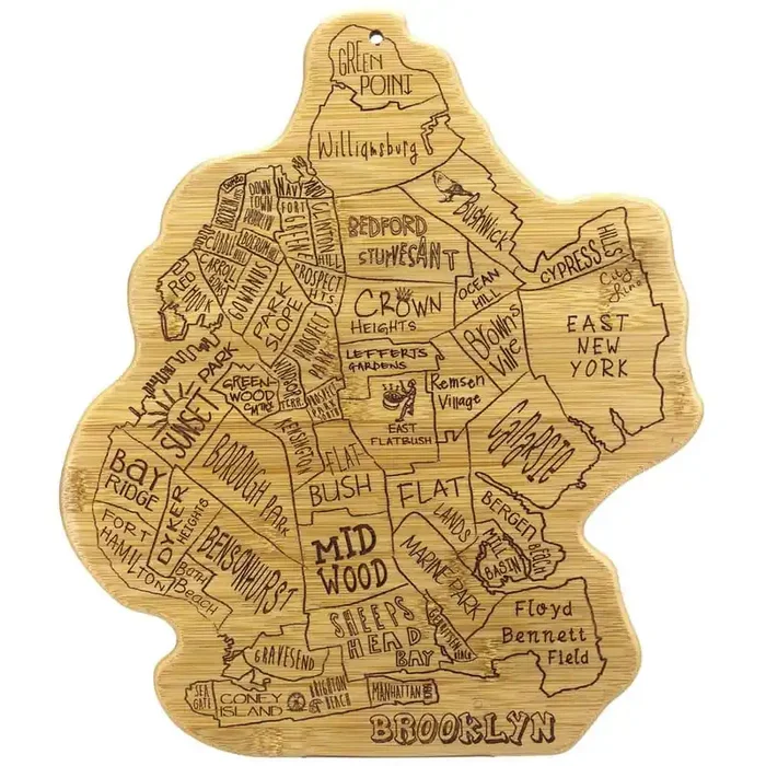 1-Piece Natural Wood Color Brooklyn City Life Bamboo Serving and Cutting Board, 13-1/2 in. x 11-3/4 in.