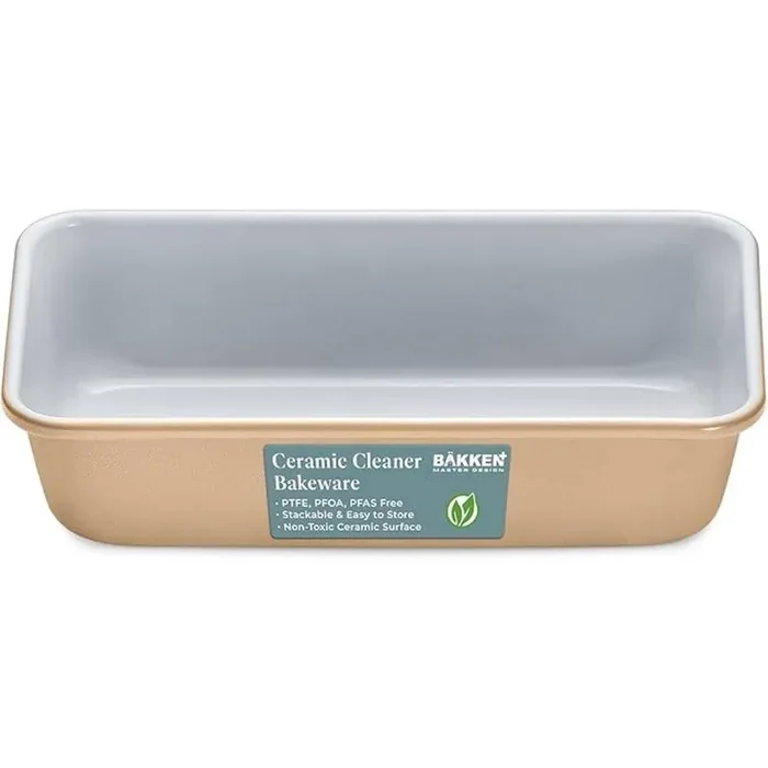 1-Piece Premium Loaf Pan 1 lb. Aluminum, Ceramic Non-stick Coating, PTFE and PFOA Free, Even Heat, Non-Toxic-Gold