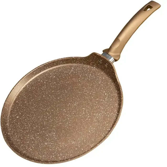 10 in. Aluminum Nonstick Eco-Friendly Granite Coating Crepe Pan in Gold Induction Compatible Stay Cool Handle
