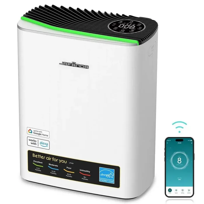 1100 sq. ft. True HEPA 13 Personal Console Air Purifier in Whites, Activated Carbon, 99.97% Cleaner, 141CFM for Bedroom