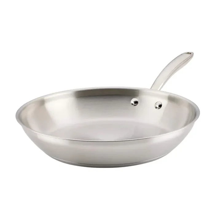 12.5 in. Professional Stainless Steel Induction Frying Pan / Skillet, Dishwasher Safe, Silver