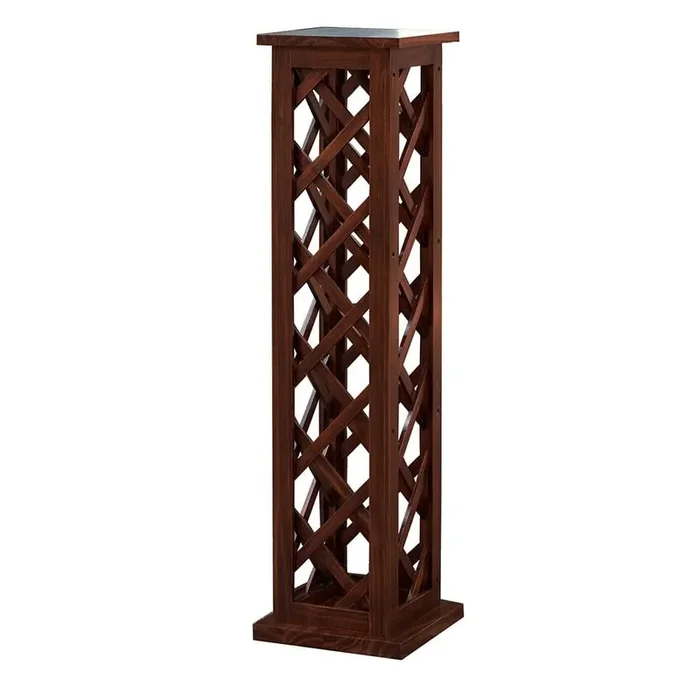 12-Bottle Brown Wood Freestanding Wine Rack in Walnut