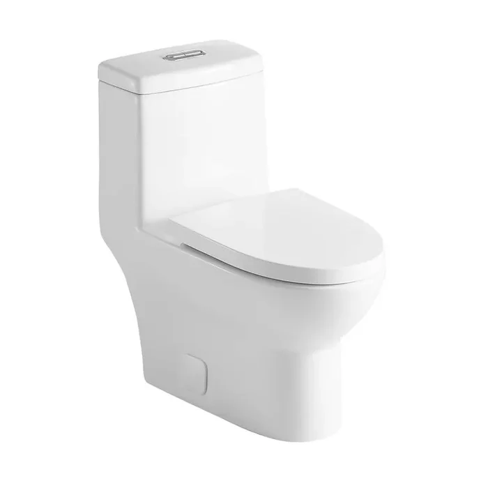 12 in. 1-Piece 0.8/1.2 GPF Dual Flush Elongated Toilet in Glossy White with Soft-Close Seat Included