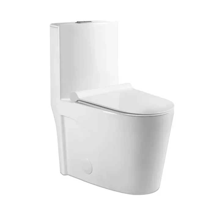 12 in. 1-Piece 1.1/1.6 GPF Dual Flush Elongated Floor Mounted Toilet in Glossy White with Soft-Close Seat Included