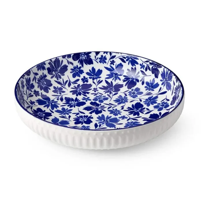 12 in. 108 fl. oz. Blue Porcelain Madison Serving Bowl