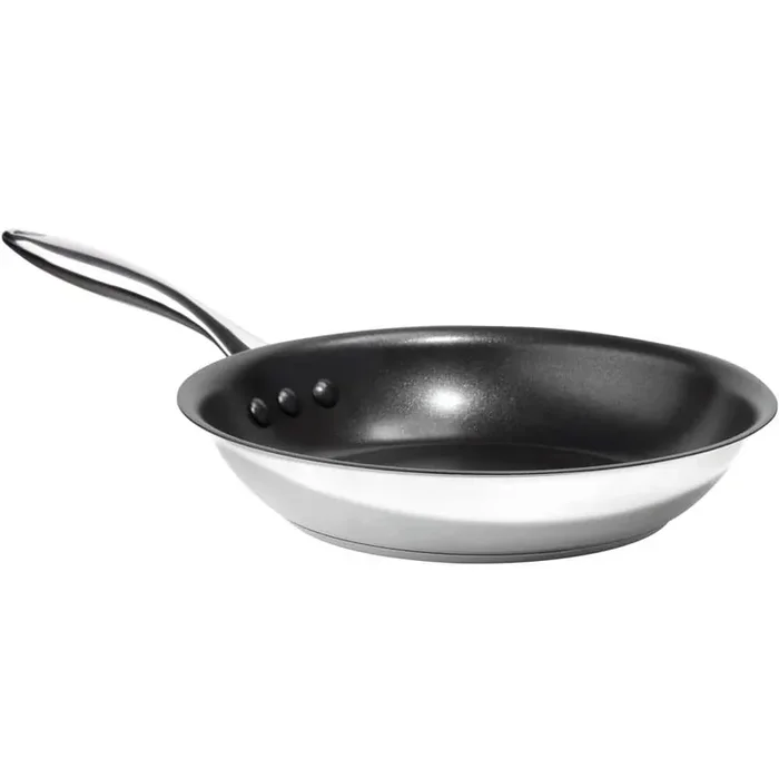 12 in. ETERNA Stainless Steel Pan, a 100% PFOA and APEO-Free Non-Stick Coating in Black Interior