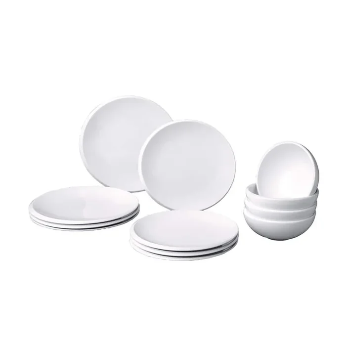 12 pc New Moon White Porcelain Dinnerware Set Service for 4