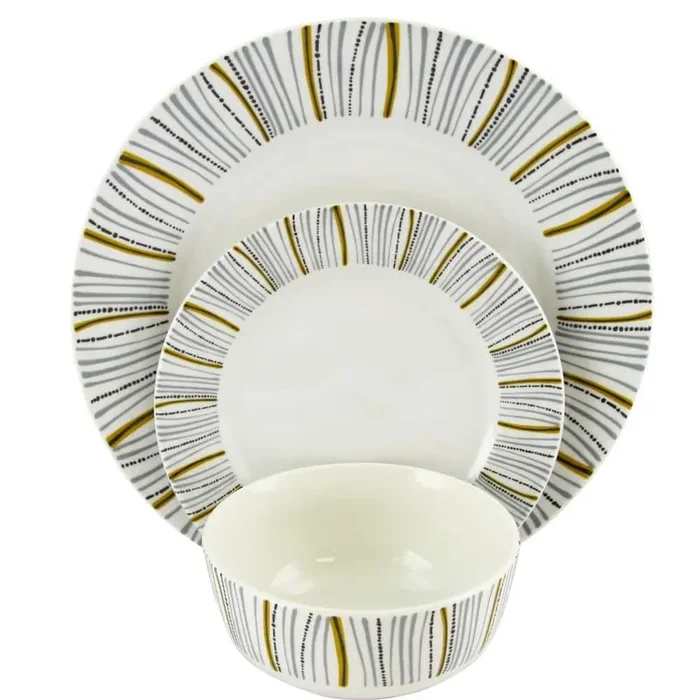 12-Piece Contemporary Multicolor Ceramic Dinnerware Set (Service for 4)