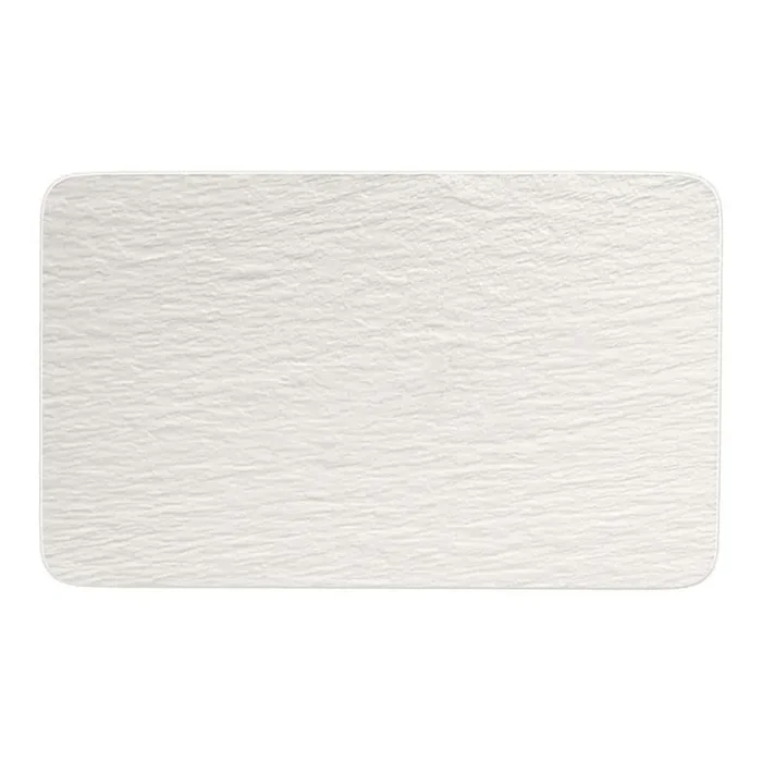 13.75 in. x 7 in. W x. 5 in. H Rectangular White Porcelain Manufacture Rock Blanc Large Rectangular Serving Platter