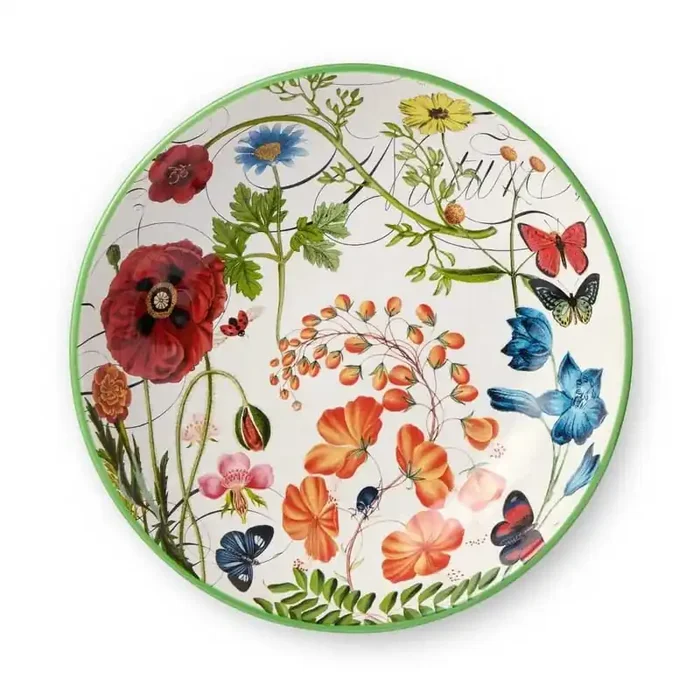 13 in. 128 fl. oz. Multi-Colored Ceramic Greenhouse Serving Bowl