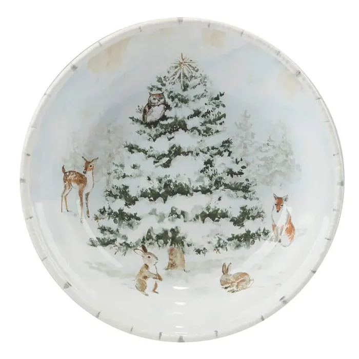 132 fl. oz. Multi-Colored Earthenware Winter‘s Frost Serving Bowl