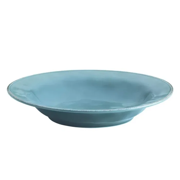 14 in. Agave Blue Cucina Dinnerware Ceramic Round Serving Bowl