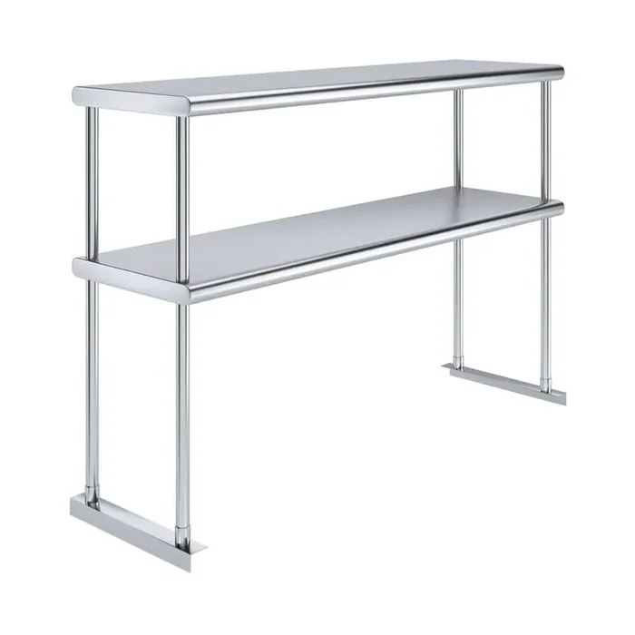 14 in. x 48 in. Stainless Steel Double Over Shelf for Kitchen Utility Table 2-Tier Shelf for Kitchen Prep Table