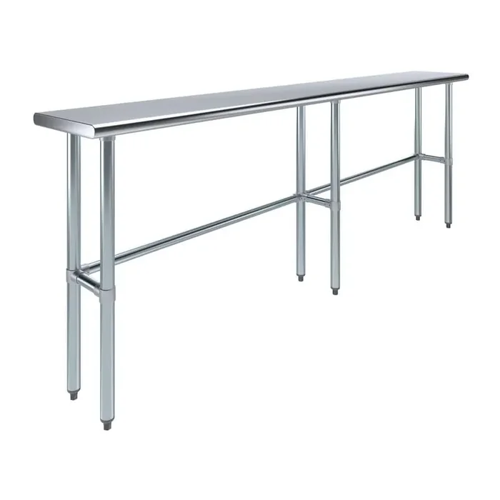 14 in. x 96 in. Stainless Steel Open Base Kitchen Utility Table Metal Prep Table