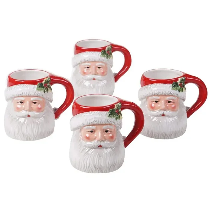 14 oz. Magic Of Christmas Santa Multicolored Earthenware Mugs (Set of 4)