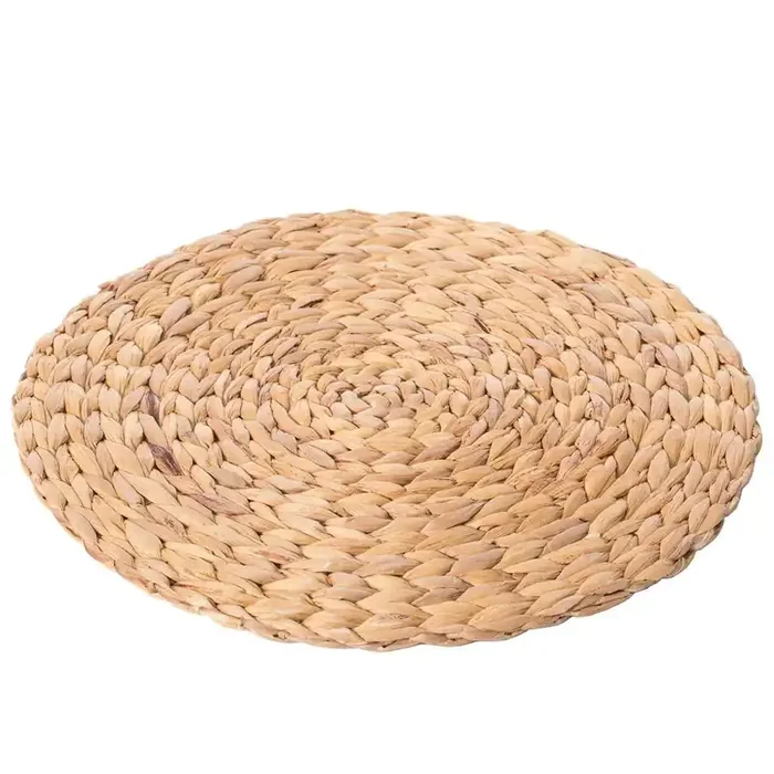 15 in. Brown Decorative Weave Water Hyacinth Round Mat Charger Plates for Dining Table