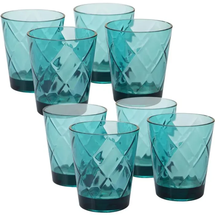 15 oz. 8-Piece Teal Old Fashion Glass