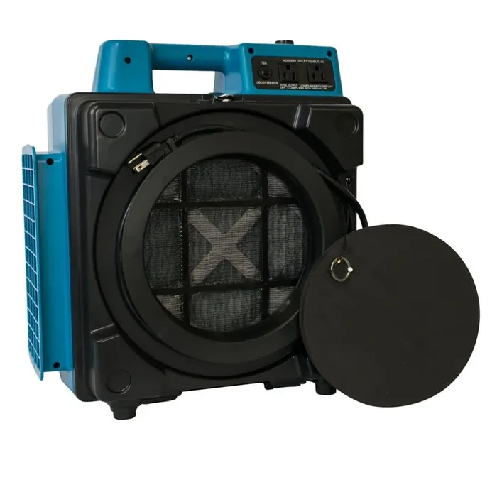 1500 sq. ft. HEPA Air Scrubber in Blue with Built-in Power Outlets, 5-Speed Control and Filter Change Light