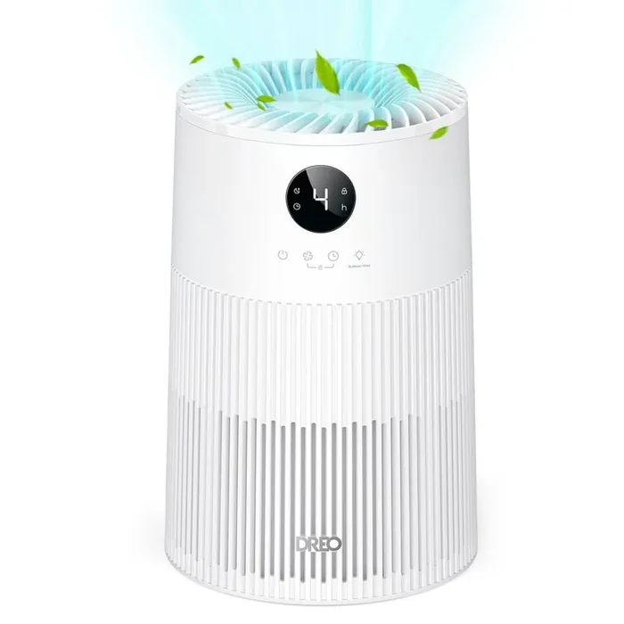 155 sq. ft. Tabletop Air Purifier, Macro-414, HEPA Filter, 4-Customizable Settings, Ambient Lighting and Timer in White