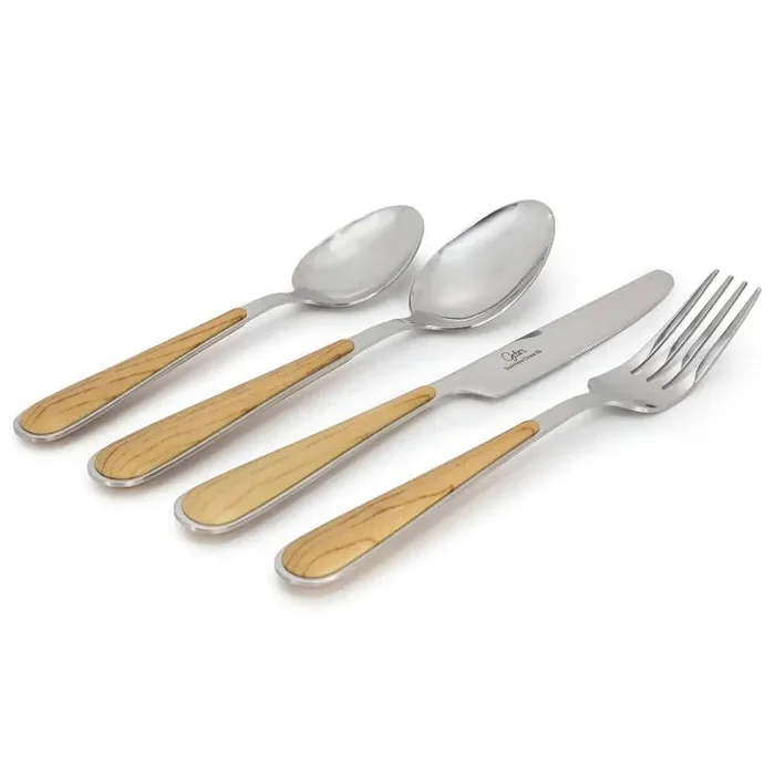 16 Piece Langhorne Stainless Steel Flatware Set in Brown and Silver