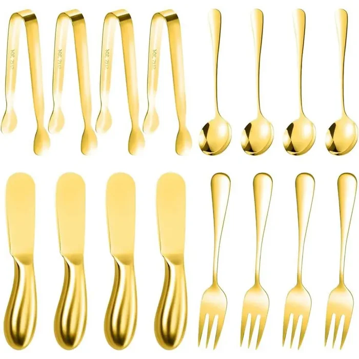 16 Pieces 5.3 in. Cheese Butter Spreader Knives Set Charcuterie Boards Utensils Stainless Steel Spreader Knife in Gold