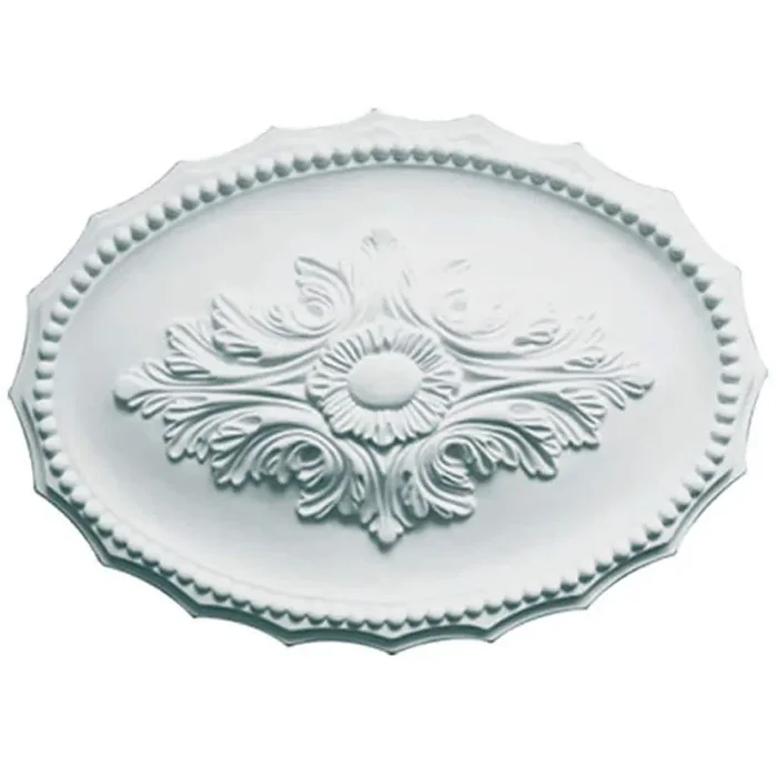 17 in. x 12 in. x 1-5/8 in. Leaf Polyurethane Oval Ceiling Medallion
