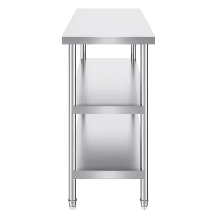 18 x 48 x 34 in. Stainless Steel Food Kitchen Prep Table, Heavy Duty Worktable with 2 Adjustable Shelves for Kitchen