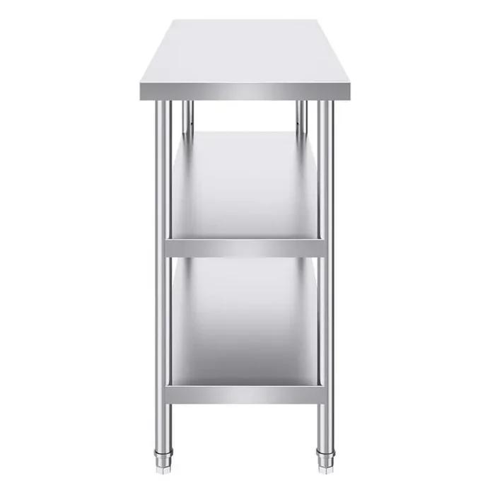 18 x 48 x 34 In. Stainless Steel Food Prep Table, Commercial Kitchen Worktable with 2 Adjustable Undershelf, Silver
