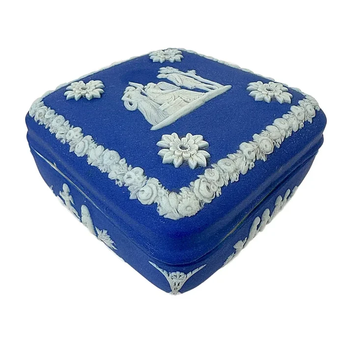 1940’s Wedgwood Jasperware Neoclassical Lapis Blue Trinket Box