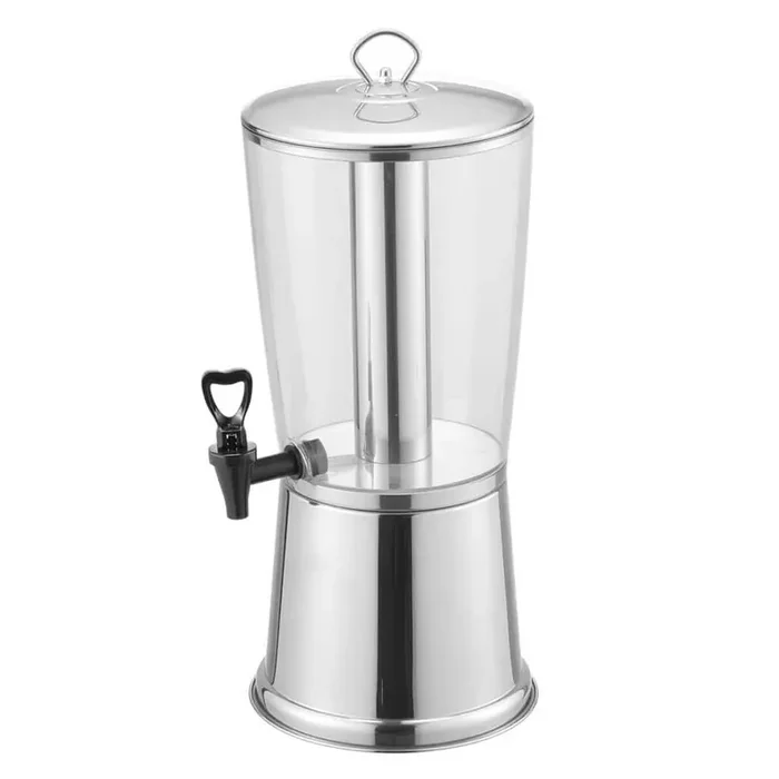 2.1 Gal. Beverage Dispenser, Stainless Steel + Plastic with Spigot Ice Chamber, for Iced Tea, Lemonade, Juice, Water