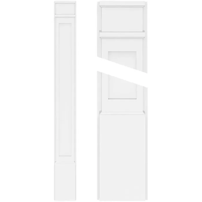 2 in. x 9 in. x 96 in. Flat Panel PVC Pilaster Moulding with Decorative Capital and Base (Pair)